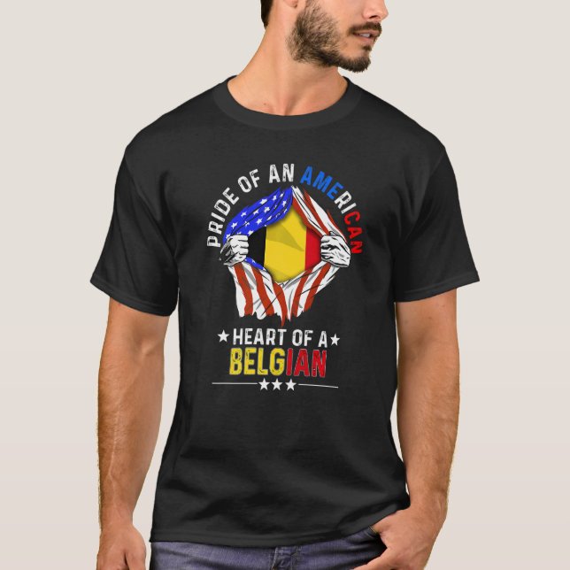 Belgian American America Pride Foreign Country Bel T-Shirt (Front)