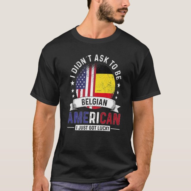 Belgian American Countries Flags Pride Belgium Fla T-Shirt (Front)