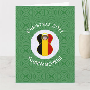 Belgian Angel Christmas Flag Personalised  Card