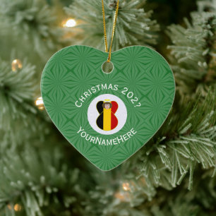 Belgian Angel Christmas Flag Personalised Ceramic Tree Decoration