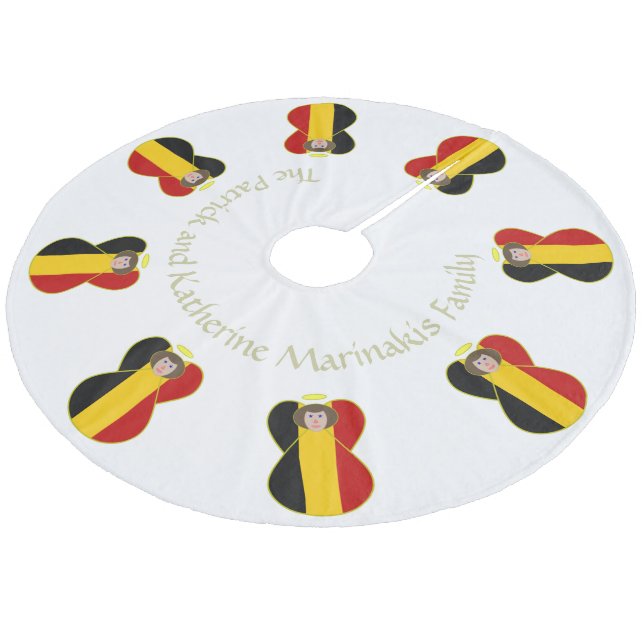 Belgian Angel Flag Christmas  Fleece Tree Skirt (Angled)
