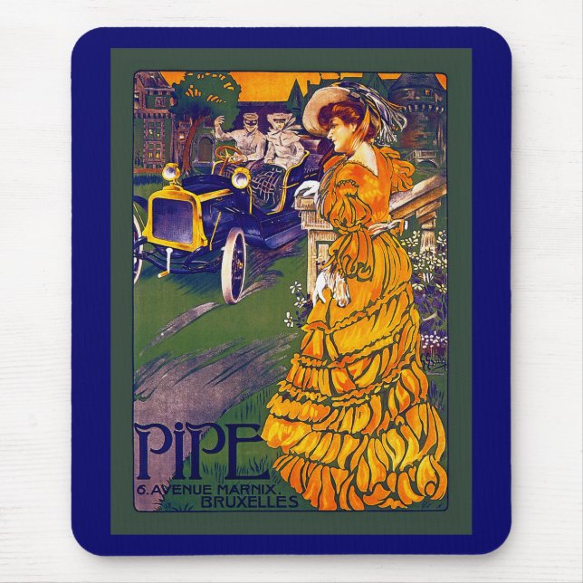 Belgian Art Nouveau Automobile Ad Mouse Mat (Front)
