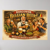 Belgian Beer Tradition Tavern Scene Poster
