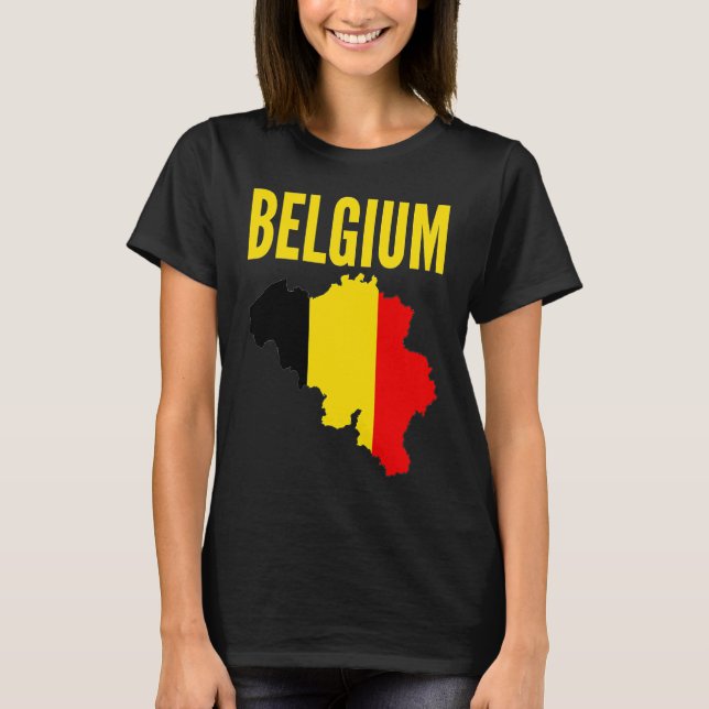 Belgian  Belgium Country Map Flag T-Shirt (Front)