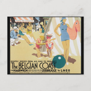 Belgian Coast Vintage Travel Poster Art Postcard