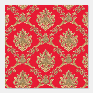 Belgian Damask Gold on Red Designer Wallpaper