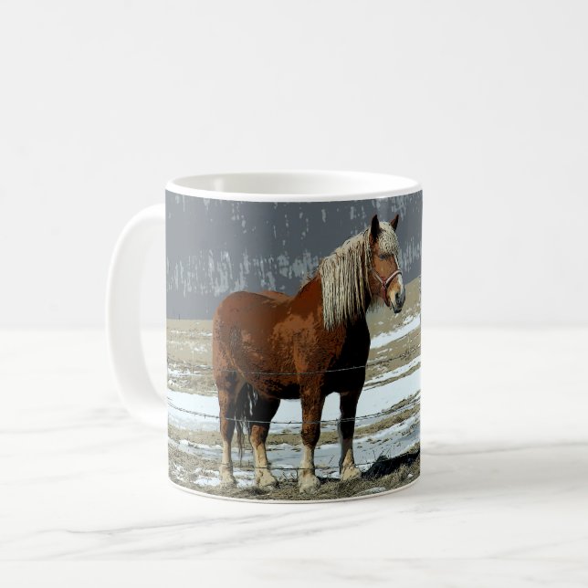 Belgian Draught Horse In Paddock Coffee Mug (Front Left)