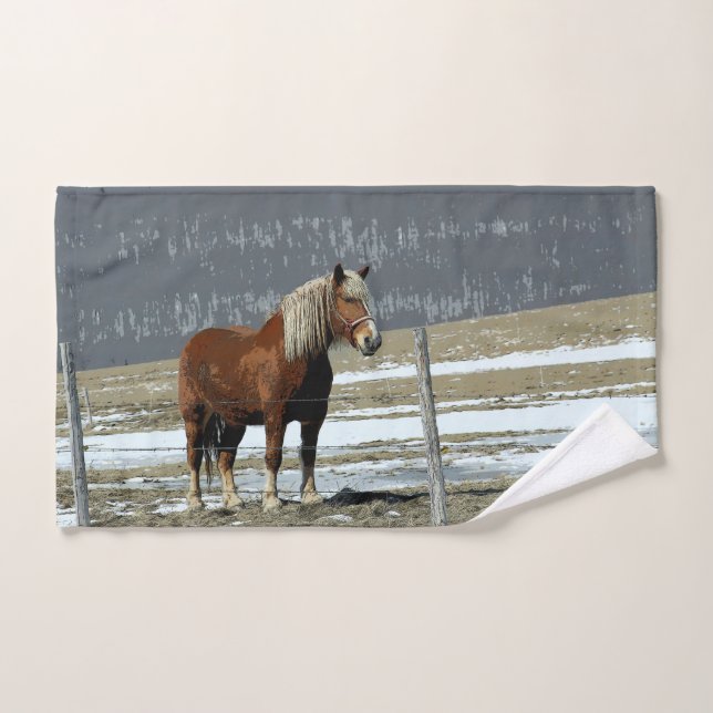 Belgian Draught Horse In Paddock Hand Towel (Hand Towel)