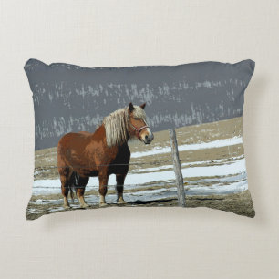 Belgian Draught Horse In Paddock Throw Pillow