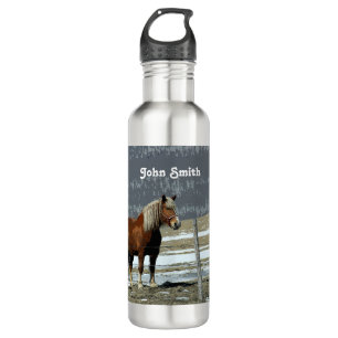 Belgian Draught Horse In Paddock Water Bottle