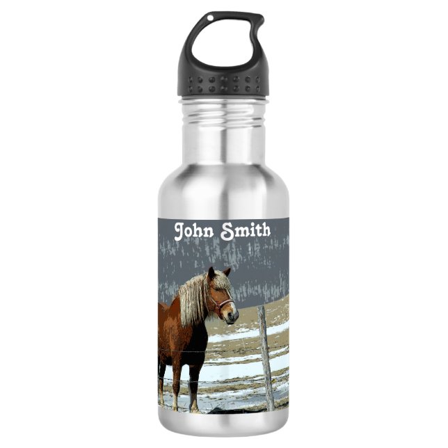 Belgian Draught Horse In Paddock Water Bottle (Front)