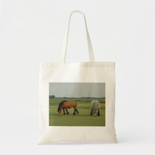 Belgian Draught Horse-one grey, one brown Tote Bag