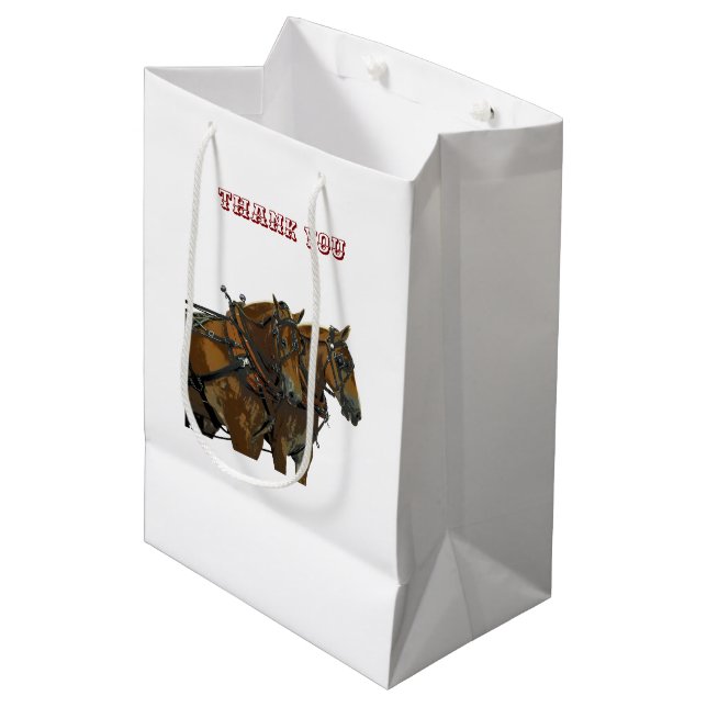 Belgian Draught Horse Team Paper  Medium Gift Bag (Front Angled)