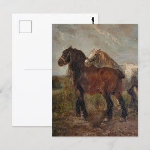 Belgian Draught Horse Vintage Fine Art Farm Painti Postcard