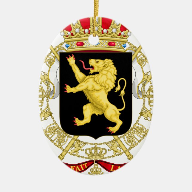 Belgian Emblem - Coat of Arms of Belgium Ceramic Tree Decoration (Front)