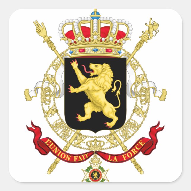 Belgian Emblem - Coat of Arms of Belgium Square Sticker (Front)