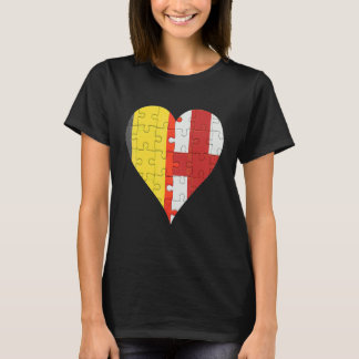 Belgian English Flag Heart T-Shirt