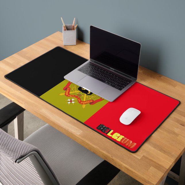 Belgian flag and coat of arms desk mat (Office 2)