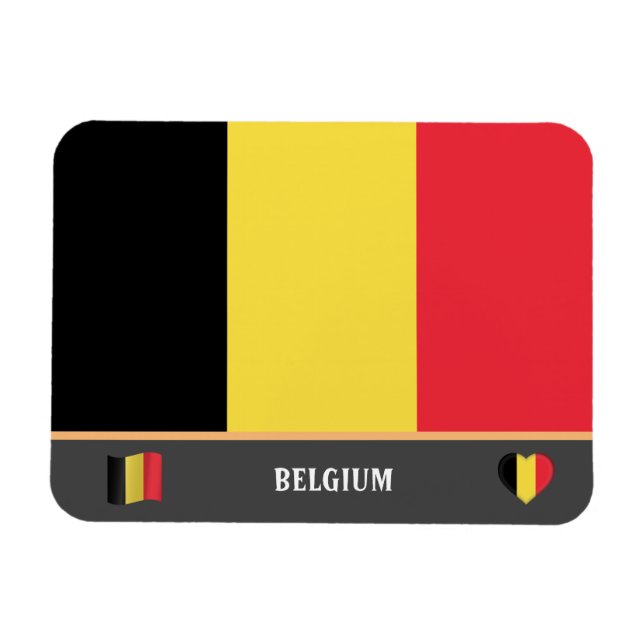 Belgian Flag & Belgian country travel / Belgium Magnet (Horizontal)