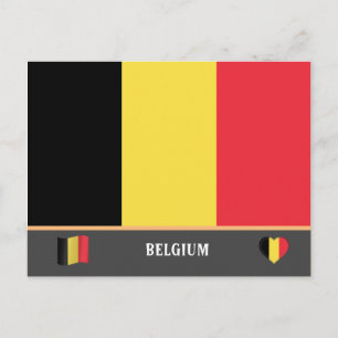 Belgian Flag & Belgian country travel / Belgium Postcard