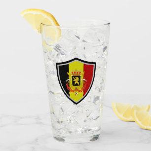Belgian flag-coat arms glass