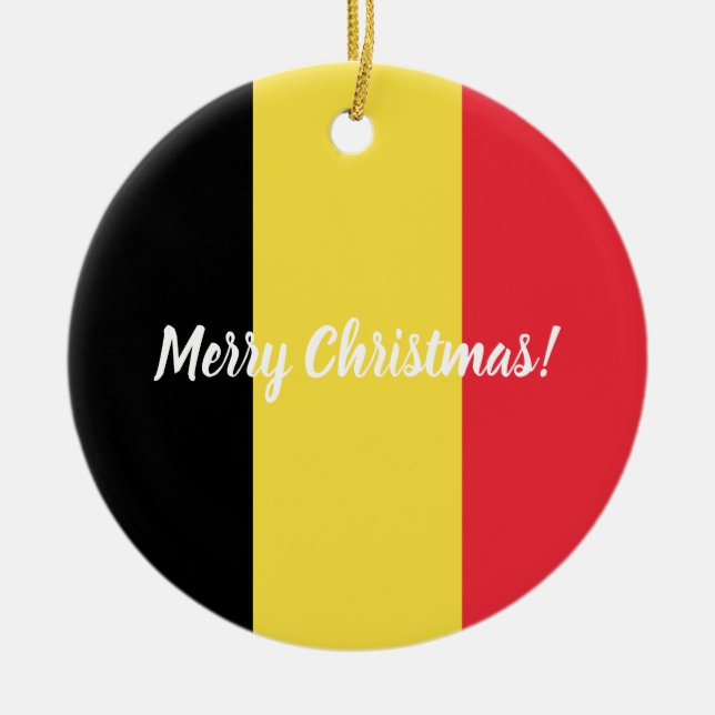 Belgian flag custom Christmas tree ornament (Front)