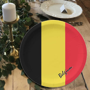 Belgian Flag plates, party, sports, Belgium Paper Plate
