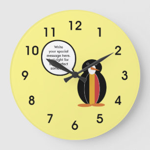 Belgian Flag Talking Penguin Large Clock