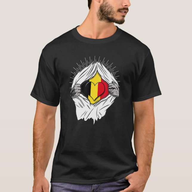 Belgian flags home Belgium T-Shirt (Front)