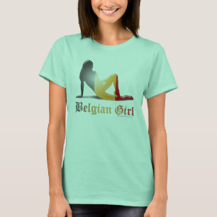 Belgian Girl Silhouette Flag T-Shirt