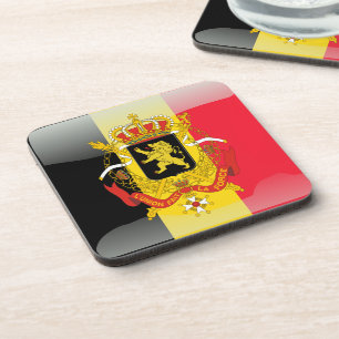 Belgian glossy flag coaster