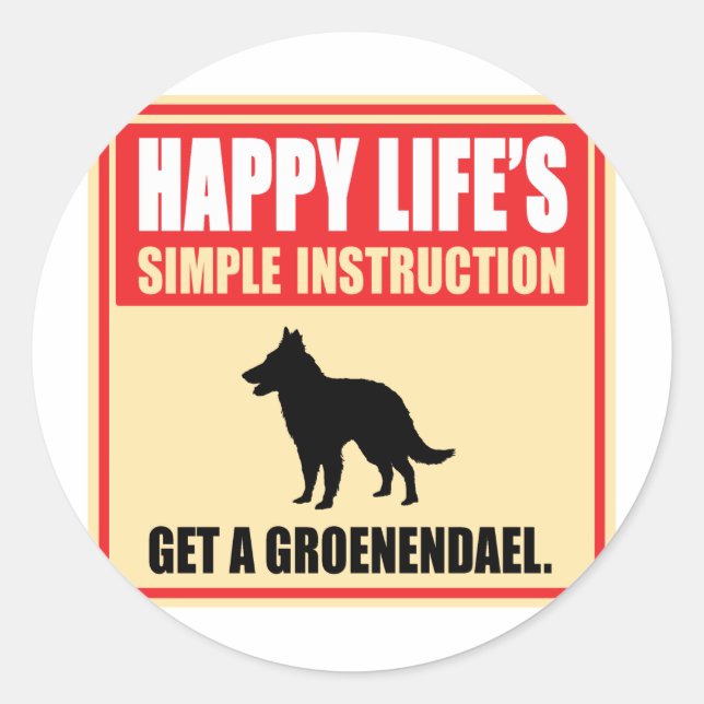 Belgian Groenendael Classic Round Sticker (Front)