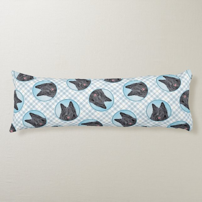 Belgian Groenendael Sheepdog Black Painting Dog Ar Body Cushion (Front)