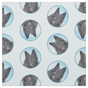 Belgian Groenendael Sheepdog Black Painting Dog Ar Fabric