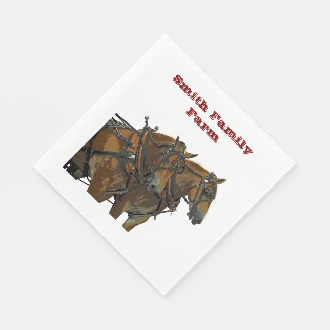 Belgian Horse Draught Team Paper Napkin (Corner)