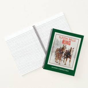 Belgian Horse Team Sleigh Bells Ring Notebook