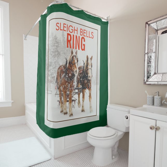 Belgian Horse Team Sleigh Bells Ring Shower Curtain (In Situ)