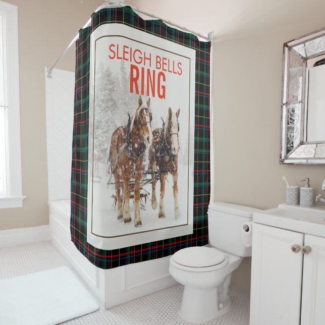 Belgian Horse Team Sleigh Bells Ring Shower Curtain (In Situ)