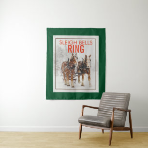 Belgian Horse Team Sleigh Bells Ring Tapestry