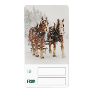Belgian Horse Team Wintery Christmas Scene