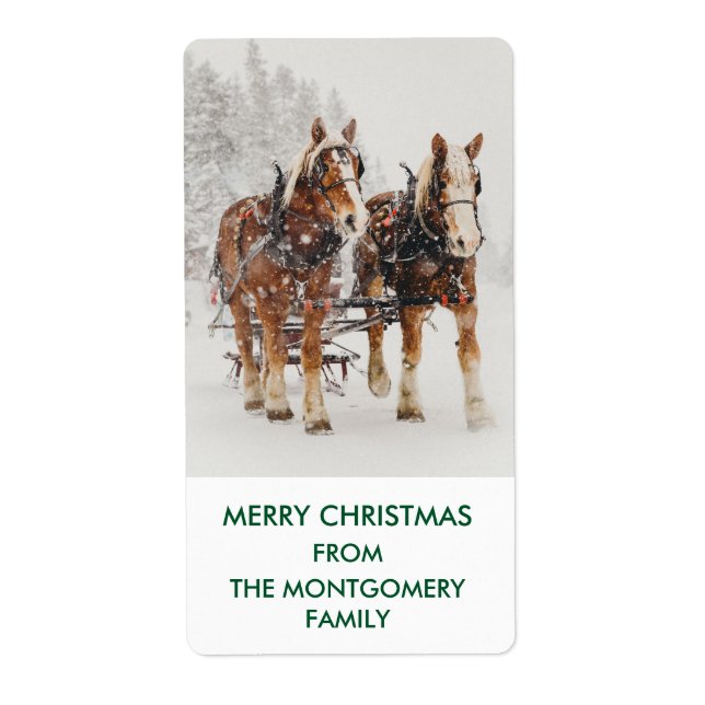 Belgian Horse Team Wintery Christmas Scene Gift (Front)
