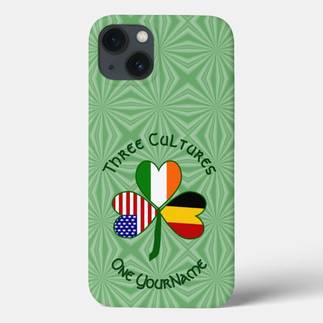 Belgian Irish American Shamrock Flag Personalised  Case-Mate iPhone Case (Back)