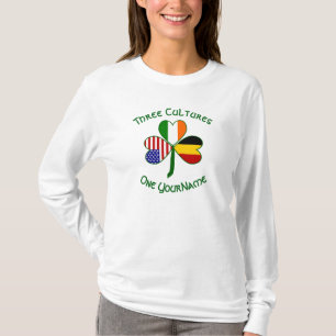 Belgian Irish American Shamrock Flag Personalised  T-Shirt