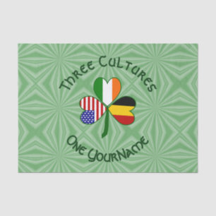 Belgian Irish American Shamrock Flag Personalised  Tissue Paper