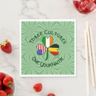 Belgian Irish USA Shamrock Personalised Napkin