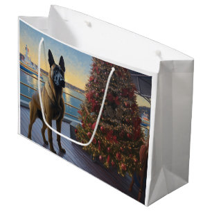 Belgian Malinoi Christmas Cruise: Pawsome Holiday  Large Gift Bag