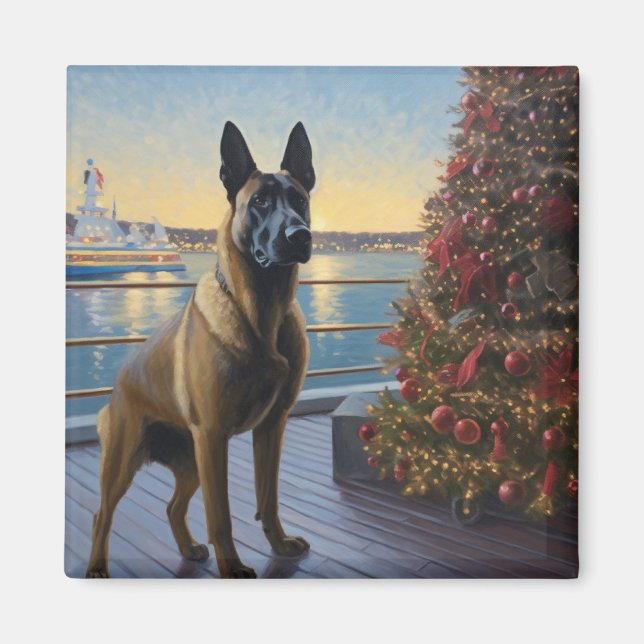 Belgian Malinoi Christmas Cruise: Pawsome Holiday  Magnet (Front)