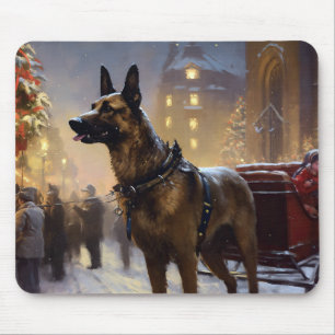 Belgian Malinoi Christmas Festive Season Mouse Mat