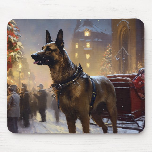 Belgian Malinoi Christmas Festive Season  Mouse Mat (Front)