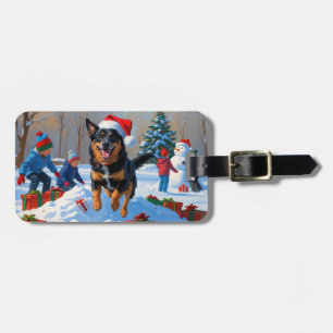 Belgian Malinoi Christmas Festive Snow Scene Luggage Tag